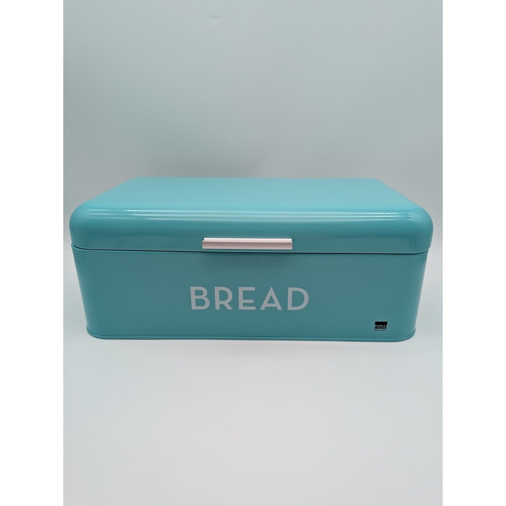 Now Designs Turquoise Metal Bread Box Retro Storage Bin